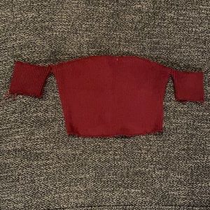 Burgundy off the shoulder crop top